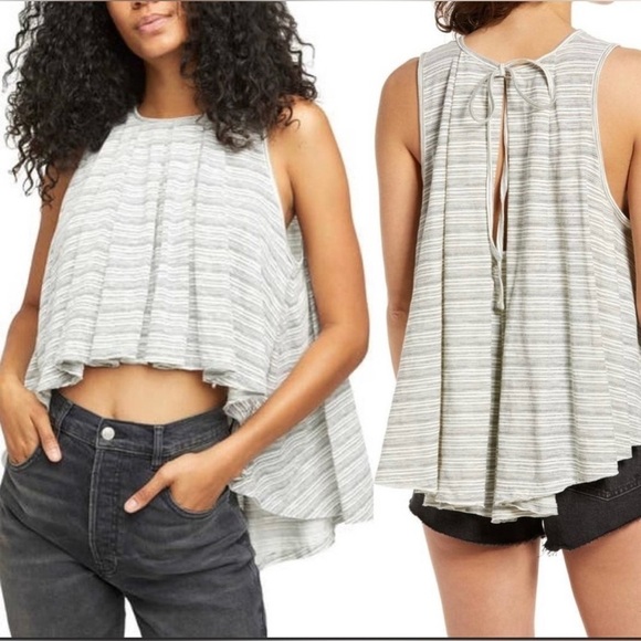 Free People Turn It Up Tank Top ivory and blue - Picture 4 of 10